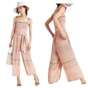 Faithfull the Brand X Anthropologie Jumpsuit Maille Floral Wide Leg Pink S